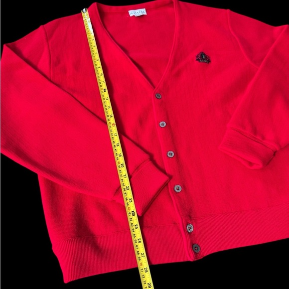 Vintage Izod Sweater Cardigan 100% Acrylic Rockabilly Men Size Large Tall EUC - Picture 2 of 5
